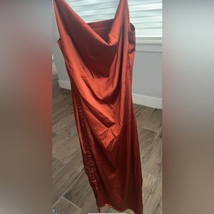 Burnt Orange Strappy Cocktail Dress